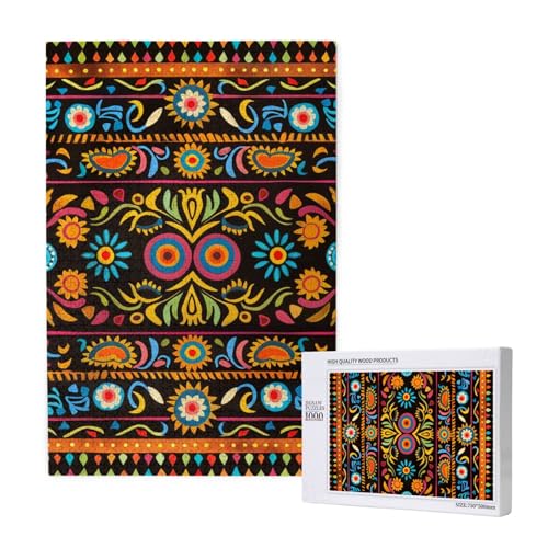 Mexikanische Volkskunst, Boho-Puzzle mit Aufbewahrungsbox, Holzpuzzle für Erwachsene und Kinder, 1000 Teile, Familienspaß, dekoratives Spiel Mexikanische Volkskunst, Boho-Puzzle mit Aufbewahrungsbox, Holzpuzzle für Erwachsene und Kinder, 1000 Teile, Familienspaß, dekoratives Spiel von WPUTY