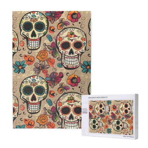 Mexikanischer Totenkopf gedruckt Puzzle mit Aufbewahrungsbox, Holzpuzzle für Erwachsene und Kinder, 1000 Teile Familienspaß, dekoratives Spiel Mexikanischer Totenkopf gedruckt Puzzle mit Aufbewahrungsbox, Holzpuzzle für Erwachsene und Kinder, 1000 Teile Familienspaß, dekoratives Spiel von WPUTY