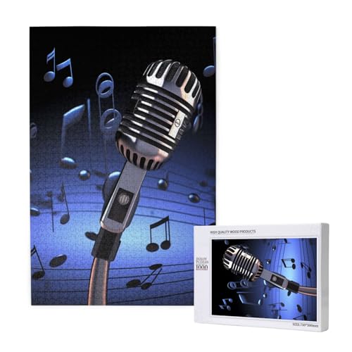 Mikrofon mit Musiknoten Gedrucktes Puzzle mit Aufbewahrungsbox, Holzpuzzle für Erwachsene und Kinder, 1000 Teile Familienspaß Dekoratives Spiel Mikrofon mit Musiknoten Gedrucktes Puzzle mit Aufbewahrungsbox, Holzpuzzle für Erwachsene und Kinder, 1000 Teile Familienspaß Dekoratives Spiel von WPUTY