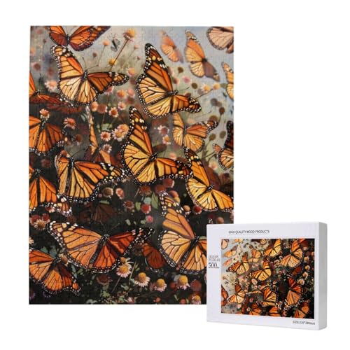 Monarch Schmetterlinge Gedruckt Puzzle mit Aufbewahrungsbox, Holzpuzzle für Erwachsene und Kinder, 500 Teile Familie Spaß Dekoratives Spiel Monarch Schmetterlinge Gedruckt Puzzle mit Aufbewahrungsbox, Holzpuzzle für Erwachsene und Kinder, 500 Teile Familie Spaß Dekoratives Spiel von WPUTY