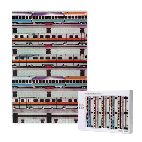 Monorail Train Printed Jigsaw Puzzle with Storage Box, Wooden Puzzle for Adults and Kids, 1000 Pieces Family Fun Decorative Game von WPUTY