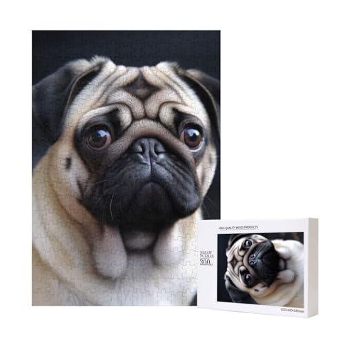 Mops Hund gedruckt Puzzle mit Aufbewahrungsbox, Holzpuzzle für Erwachsene und Kinder, 300 Teile Familienspaß, dekoratives Spiel Mops Hund gedruckt Puzzle mit Aufbewahrungsbox, Holzpuzzle für Erwachsene und Kinder, 300 Teile Familienspaß, dekoratives Spiel von WPUTY