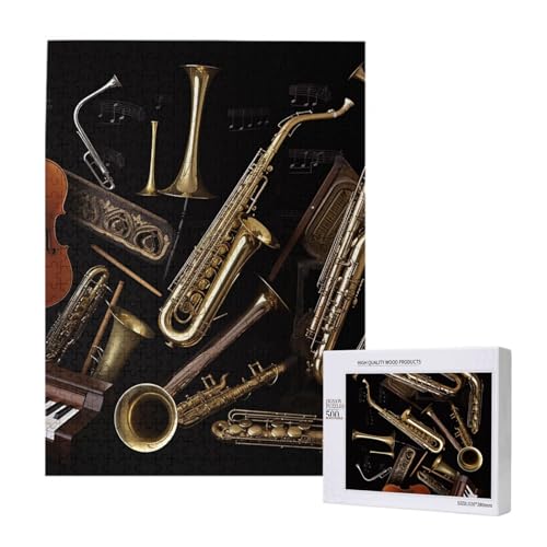 Musikinstrumente Gedrucktes Puzzle mit Aufbewahrungsbox, Holzpuzzle für Erwachsene und Kinder, 500 Teile Familienspaß, dekoratives Spiel Musikinstrumente Gedrucktes Puzzle mit Aufbewahrungsbox, Holzpuzzle für Erwachsene und Kinder, 500 Teile Familienspaß, dekoratives Spiel von WPUTY