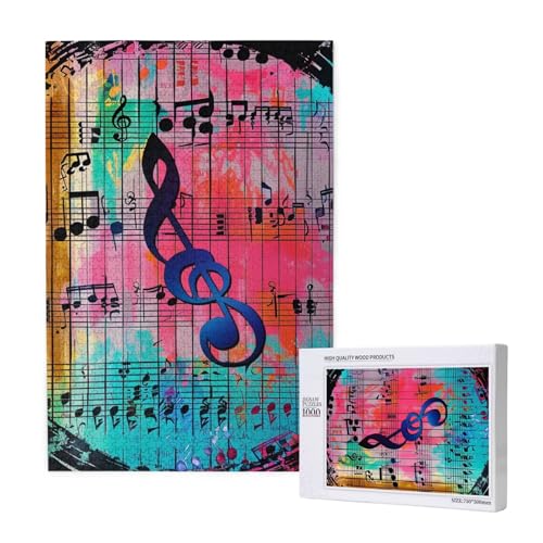 Musiknoten gedrucktes Puzzle mit Aufbewahrungsbox, Holzpuzzle für Erwachsene und Kinder, 1000 Teile Familienspaß, dekoratives Spiel von WPUTY