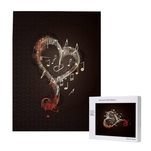 Musiksymbole Liebe gedruckt Puzzle mit Aufbewahrungsbox, Holzpuzzle für Erwachsene und Kinder, 500 Teile Familienspaß, dekoratives Spiel Musiksymbole Liebe gedruckt Puzzle mit Aufbewahrungsbox, Holzpuzzle für Erwachsene und Kinder, 500 Teile Familienspaß, dekoratives Spiel von WPUTY