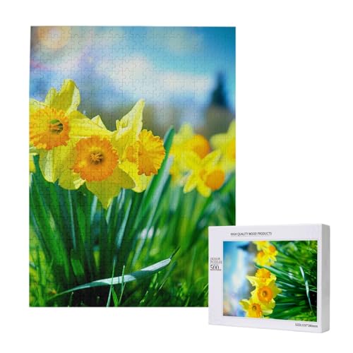 Narzissen-Blumen-gedrucktes Puzzle mit Aufbewahrungsbox, Holzpuzzle für Erwachsene und Kinder, 500 Teile Familienspaß, dekoratives Spiel Narzissen-Blumen-gedrucktes Puzzle mit Aufbewahrungsbox, Holzpuzzle für Erwachsene und Kinder, 500 Teile Familienspaß, dekoratives Spiel von WPUTY