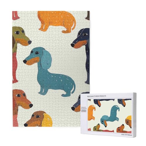 Niedliche Dackel-Hunde gedrucktes Puzzle mit Aufbewahrungsbox, Holzpuzzle für Erwachsene und Kinder, 1000 Teile Familienspaß, dekoratives Spiel Niedliche Dackel-Hunde gedrucktes Puzzle mit Aufbewahrungsbox, Holzpuzzle für Erwachsene und Kinder, 1000 Teile Familienspaß, dekoratives Spiel von WPUTY