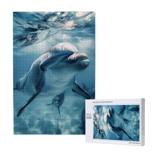 Niedliche Delfine, gedrucktes Puzzle mit Aufbewahrungsbox, Holzpuzzle für Erwachsene und Kinder, 1000 Teile Familienspaß, dekoratives Spiel Niedliche Delfine, gedrucktes Puzzle mit Aufbewahrungsbox, Holzpuzzle für Erwachsene und Kinder, 1000 Teile Familienspaß, dekoratives Spiel von WPUTY