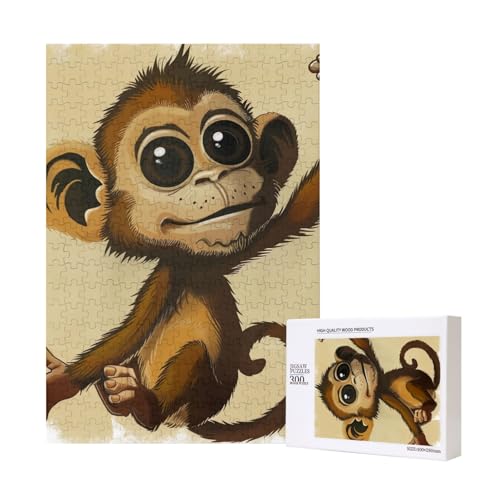 Niedlicher Affen-Druck, bedrucktes Puzzle mit Aufbewahrungsbox, Holzpuzzle für Erwachsene und Kinder, 300 Teile, Familienspaß, dekoratives Spiel Niedlicher Affen-Druck, bedrucktes Puzzle mit Aufbewahrungsbox, Holzpuzzle für Erwachsene und Kinder, 300 Teile, Familienspaß, dekoratives Spiel von WPUTY