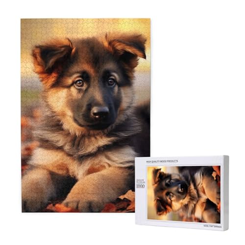 Niedlicher deutscher Schäferhund, Welpe, gedrucktes Puzzle mit Aufbewahrungsbox, Holzpuzzle für Erwachsene und Kinder, 1000 Teile, Familienspaß, dekoratives Spiel Niedlicher deutscher Schäferhund, Welpe, gedrucktes Puzzle mit Aufbewahrungsbox, Holzpuzzle für Erwachsene und Kinder, 1000 Teile, Familienspaß, dekoratives Spiel von WPUTY