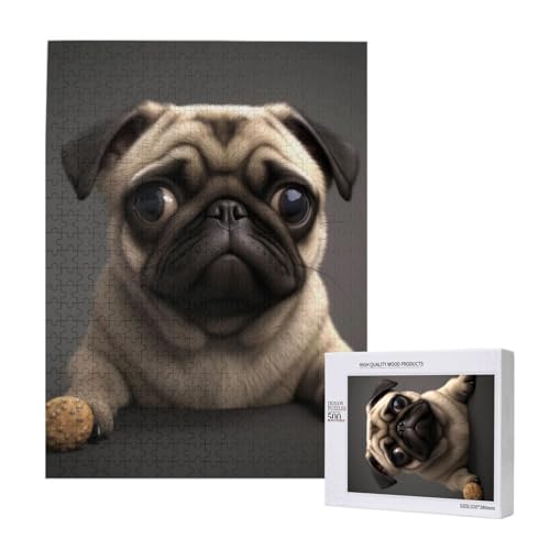 Niedlicher hübscher Mops-Hund, gedrucktes Puzzle mit Aufbewahrungsbox, Holzpuzzle für Erwachsene und Kinder, 500 Teile Familienspaß, dekoratives Spiel Niedlicher hübscher Mops-Hund, gedrucktes Puzzle mit Aufbewahrungsbox, Holzpuzzle für Erwachsene und Kinder, 500 Teile Familienspaß, dekoratives Spiel von WPUTY
