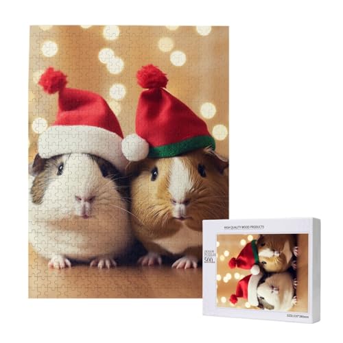 Niedliches Meerschweinchen mit Weihnachtsmütze, bedrucktes Puzzle mit Aufbewahrungsbox, Holzpuzzle für Erwachsene und Kinder, 500 Teile, Familienspaß, dekoratives Spiel Niedliches Meerschweinchen mit Weihnachtsmütze, bedrucktes Puzzle mit Aufbewahrungsbox, Holzpuzzle für Erwachsene und Kinder, 500 Teile, Familienspaß, dekoratives Spiel von WPUTY