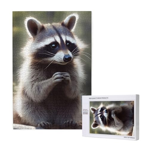 Niedliches Waschbär gedruckt Puzzle mit Aufbewahrungsbox, Holzpuzzle für Erwachsene und Kinder, 1000 Teile Familienspaß, dekoratives Spiel Niedliches Waschbär gedruckt Puzzle mit Aufbewahrungsbox, Holzpuzzle für Erwachsene und Kinder, 1000 Teile Familienspaß, dekoratives Spiel von WPUTY