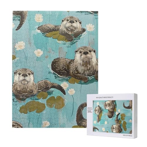 Otters Printed Jigsaw Puzzle with Storage Box, Wooden Puzzle for Adults and Kids, 500 Pieces Family Fun Decorative Game Otters Printed Jigsaw Puzzle with Storage Box, Wooden Puzzle for Adults and Kids, 500 Pieces Family Fun Decorative Game von WPUTY