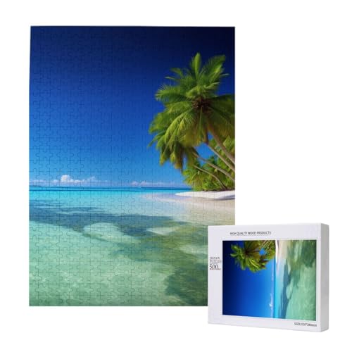 Palmen und klares Meer gedrucktes Puzzle mit Aufbewahrungsbox, Holzpuzzle für Erwachsene und Kinder, 500 Teile Familienspaß, dekoratives Spiel Palmen und klares Meer gedrucktes Puzzle mit Aufbewahrungsbox, Holzpuzzle für Erwachsene und Kinder, 500 Teile Familienspaß, dekoratives Spiel von WPUTY
