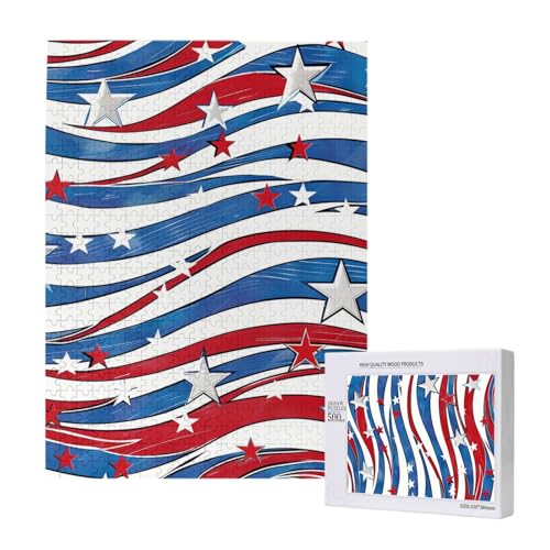 Patriotic Stars Strips Independence Day Printed Jigsaw Puzzle with Storage Box, Wooden Puzzle for Adults and Kids, 500 Pieces Family Fun Decorative Game Patriotic Stars Strips Independence Day Printed Jigsaw Puzzle with Storage Box, Wooden Puzzle for Adults and Kids, 500 Pieces Family Fun Decorative Game von WPUTY