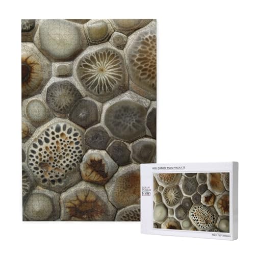 Petoskey Stone Printed Jigsaw Puzzle with Storage Box, Wooden Puzzle for Adults and Kids, 1000 Pieces Family Fun Decorative Game von WPUTY