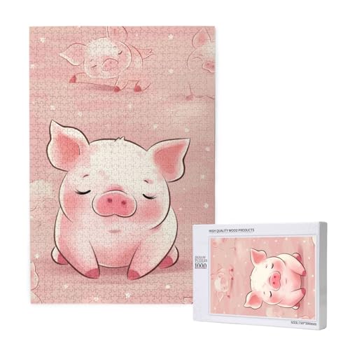 Pink Cute Pigs Printed Jigsaw Puzzle with Storage Box, Wooden Puzzle for Adults and Kids, 1000 Pieces Family Fun Decorative Game Pink Cute Pigs Printed Jigsaw Puzzle with Storage Box, Wooden Puzzle for Adults and Kids, 1000 Pieces Family Fun Decorative Game von WPUTY
