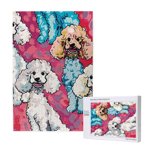 Pudel Hunde gedruckt Puzzle mit Aufbewahrungsbox, Holzpuzzle für Erwachsene und Kinder, 1000 Teile Familienspaß, dekoratives Spiel Pudel Hunde gedruckt Puzzle mit Aufbewahrungsbox, Holzpuzzle für Erwachsene und Kinder, 1000 Teile Familienspaß, dekoratives Spiel von WPUTY