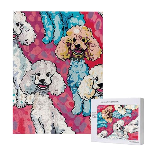 Pudel Hunde gedruckt Puzzle mit Aufbewahrungsbox, Holzpuzzle für Erwachsene und Kinder, 500 Teile Familienspaß, dekoratives Spiel Pudel Hunde gedruckt Puzzle mit Aufbewahrungsbox, Holzpuzzle für Erwachsene und Kinder, 500 Teile Familienspaß, dekoratives Spiel von WPUTY