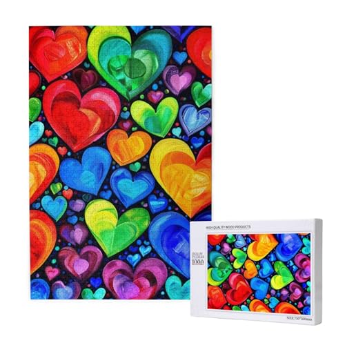Rainbow Hearts Printed Jigsaw Puzzle with Storage Box, Wooden Puzzle for Adults and Kids, 1000 Pieces Family Fun Decorative Game Rainbow Hearts Printed Jigsaw Puzzle with Storage Box, Wooden Puzzle for Adults and Kids, 1000 Pieces Family Fun Decorative Game von WPUTY