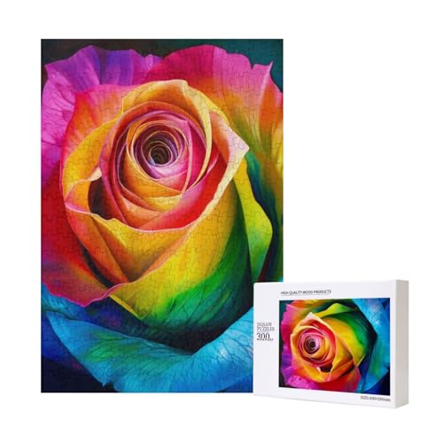 Rainbow Rose Flower Printed Jigsaw Puzzle with Storage Box, Wooden Puzzle for Adults and Kids, 300 Pieces Family Fun Decorative Game Rainbow Rose Flower Printed Jigsaw Puzzle with Storage Box, Wooden Puzzle for Adults and Kids, 300 Pieces Family Fun Decorative Game von WPUTY