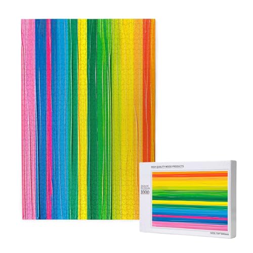 Regenbogenfarbenes, gestreiftes Puzzle mit Aufbewahrungsbox, Holzpuzzle für Erwachsene und Kinder, 1000 Teile, Familienspaß, dekoratives Spiel Regenbogenfarbenes, gestreiftes Puzzle mit Aufbewahrungsbox, Holzpuzzle für Erwachsene und Kinder, 1000 Teile, Familienspaß, dekoratives Spiel von WPUTY