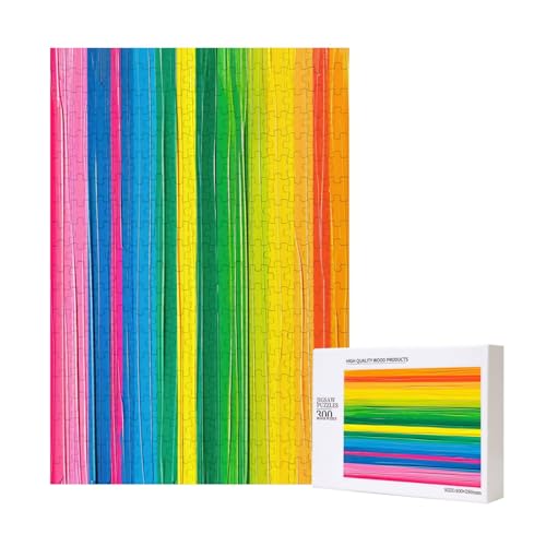 Regenbogenfarbenes, gestreiftes Puzzle mit Aufbewahrungsbox, Holzpuzzle für Erwachsene und Kinder, 300 Teile, Familienspaß, dekoratives Spiel Regenbogenfarbenes, gestreiftes Puzzle mit Aufbewahrungsbox, Holzpuzzle für Erwachsene und Kinder, 300 Teile, Familienspaß, dekoratives Spiel von WPUTY