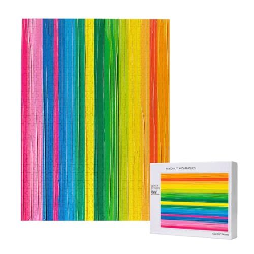 Regenbogenfarbenes, gestreiftes Puzzle mit Aufbewahrungsbox, Holzpuzzle für Erwachsene und Kinder, 500 Teile, Familienspaß, dekoratives Spiel Regenbogenfarbenes, gestreiftes Puzzle mit Aufbewahrungsbox, Holzpuzzle für Erwachsene und Kinder, 500 Teile, Familienspaß, dekoratives Spiel von WPUTY