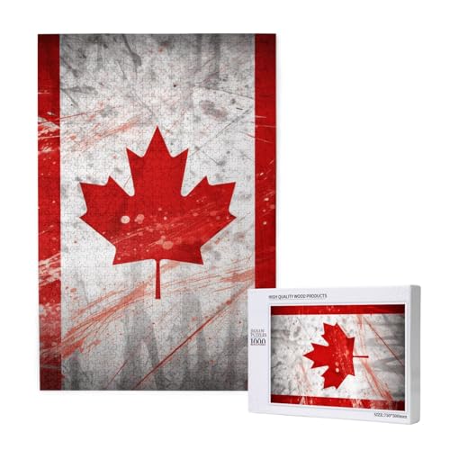 Retro Kanada Flagge gedruckt Puzzle mit Aufbewahrungsbox, Holzpuzzle für Erwachsene und Kinder, 1000 Teile Familienspaß, dekoratives Spiel Retro Kanada Flagge gedruckt Puzzle mit Aufbewahrungsbox, Holzpuzzle für Erwachsene und Kinder, 1000 Teile Familienspaß, dekoratives Spiel von WPUTY