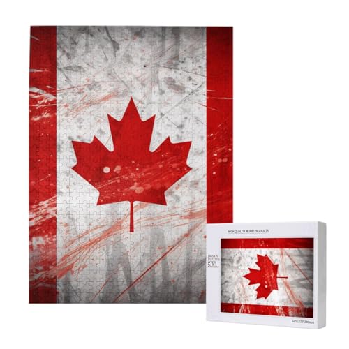 Retro Kanada Flagge gedruckt Puzzle mit Aufbewahrungsbox, Holzpuzzle für Erwachsene und Kinder, 500 Teile Familienspaß, dekoratives Spiel Retro Kanada Flagge gedruckt Puzzle mit Aufbewahrungsbox, Holzpuzzle für Erwachsene und Kinder, 500 Teile Familienspaß, dekoratives Spiel von WPUTY