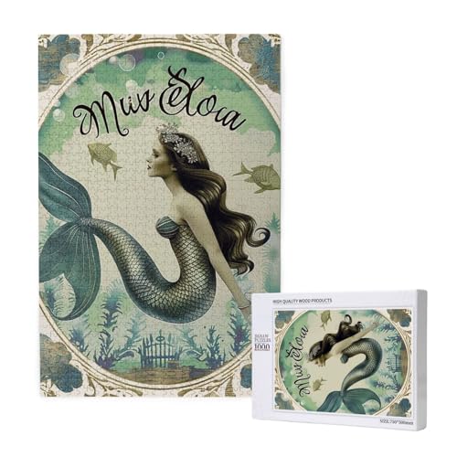 Retro Mermaid Printed Jigsaw Puzzle with Storage Box, Wooden Puzzle for Adults and Kids, 1000 Pieces Family Fun Decorative Game Retro Mermaid Printed Jigsaw Puzzle with Storage Box, Wooden Puzzle for Adults and Kids, 1000 Pieces Family Fun Decorative Game von WPUTY