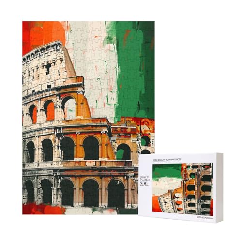 Römisches Kolosseum Italienische Flagge, gedrucktes Puzzle mit Aufbewahrungsbox, Holzpuzzle für Erwachsene und Kinder, 300 Teile Familienspaß, dekoratives Spiel Römisches Kolosseum Italienische Flagge, gedrucktes Puzzle mit Aufbewahrungsbox, Holzpuzzle für Erwachsene und Kinder, 300 Teile Familienspaß, dekoratives Spiel von WPUTY