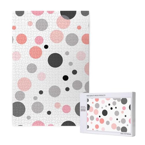 Rosa Grau Weiß Modern Polka Dot Muster Gedruckt Puzzle mit Aufbewahrungsbox, Holzpuzzle für Erwachsene und Kinder, 1000 Teile Familienspaß, dekoratives Spiel Rosa Grau Weiß Modern Polka Dot Muster Gedruckt Puzzle mit Aufbewahrungsbox, Holzpuzzle für Erwachsene und Kinder, 1000 Teile Familienspaß, dekoratives Spiel von WPUTY