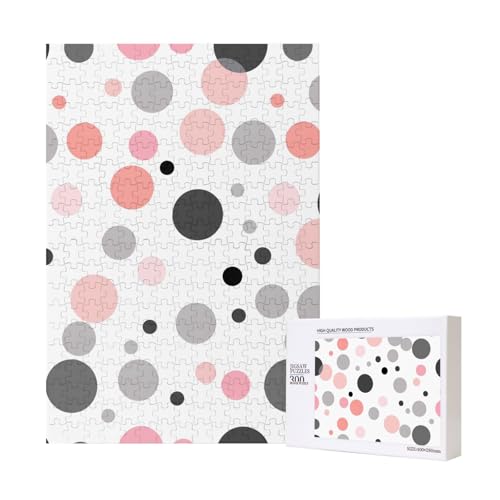 Rosa Grau Weiß Modern Polka Dot Muster Gedruckt Puzzle mit Aufbewahrungsbox, Holzpuzzle für Erwachsene und Kinder, 300 Teile Familienspaß, dekoratives Spiel Rosa Grau Weiß Modern Polka Dot Muster Gedruckt Puzzle mit Aufbewahrungsbox, Holzpuzzle für Erwachsene und Kinder, 300 Teile Familienspaß, dekoratives Spiel von WPUTY