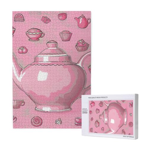 Rosa Teekanne gedruckt Puzzle mit Aufbewahrungsbox, Holzpuzzle für Erwachsene und Kinder, 1000 Teile Familienspaß, dekoratives Spiel Rosa Teekanne gedruckt Puzzle mit Aufbewahrungsbox, Holzpuzzle für Erwachsene und Kinder, 1000 Teile Familienspaß, dekoratives Spiel von WPUTY