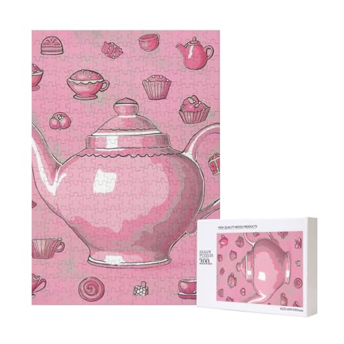 Rosa Teekanne gedruckt Puzzle mit Aufbewahrungsbox, Holzpuzzle für Erwachsene und Kinder, 300 Teile Familienspaß, dekoratives Spiel Rosa Teekanne gedruckt Puzzle mit Aufbewahrungsbox, Holzpuzzle für Erwachsene und Kinder, 300 Teile Familienspaß, dekoratives Spiel von WPUTY