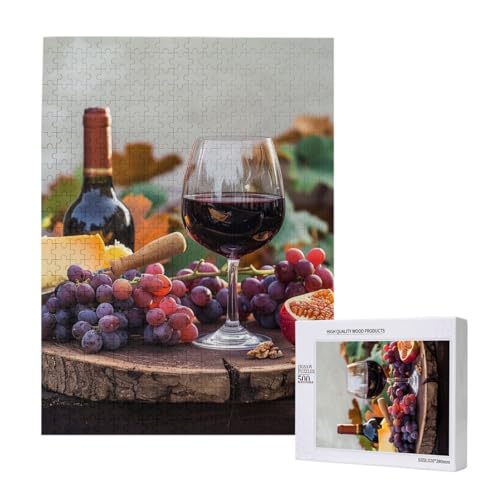 Rotweingalssen & Trauben mit Holz bedrucktes Puzzle mit Aufbewahrungsbox, Holzpuzzle für Erwachsene und Kinder, 500 Teile Familienspaß, dekoratives Spiel Rotweingalssen & Trauben mit Holz bedrucktes Puzzle mit Aufbewahrungsbox, Holzpuzzle für Erwachsene und Kinder, 500 Teile Familienspaß, dekoratives Spiel von WPUTY