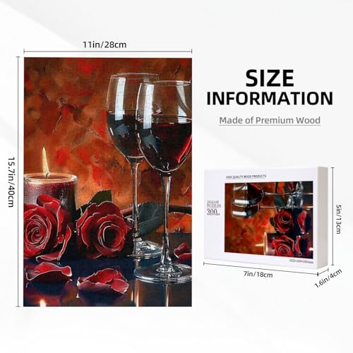 Rotweinrose und Kerze bedrucktes Puzzle mit Aufbewahrungsbox, Holzpuzzle für Erwachsene und Kinder, 300 Teile Familienspaß, dekoratives Spiel Rotweinrose und Kerze bedrucktes Puzzle mit Aufbewahrungsbox, Holzpuzzle für Erwachsene und Kinder, 300 Teile Familienspaß, dekoratives Spiel von WPUTY