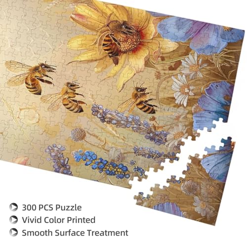 Rural Honigbienen Wildblumen Gedruckt Puzzle mit Aufbewahrungsbox, Holzpuzzle für Erwachsene und Kinder, 300 Teile Familienspaß Dekoratives Spiel Rural Honigbienen Wildblumen Gedruckt Puzzle mit Aufbewahrungsbox, Holzpuzzle für Erwachsene und Kinder, 300 Teile Familienspaß Dekoratives Spiel von WPUTY
