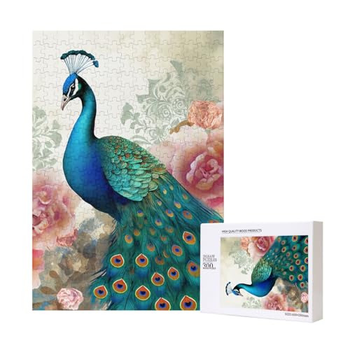 Schönes Pfau und Blumen bedrucktes Puzzle mit Aufbewahrungsbox, Holzpuzzle für Erwachsene und Kinder, 300 Teile Familienspaß, dekoratives Spiel Schönes Pfau und Blumen bedrucktes Puzzle mit Aufbewahrungsbox, Holzpuzzle für Erwachsene und Kinder, 300 Teile Familienspaß, dekoratives Spiel von WPUTY
