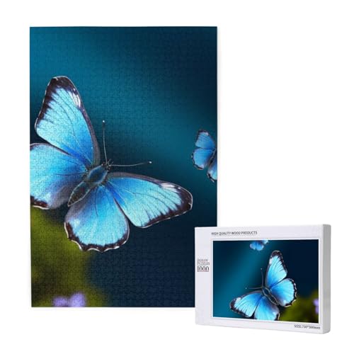 Schönes blaues Schmetterling gedrucktes Puzzle mit Aufbewahrungsbox, Holzpuzzle für Erwachsene und Kinder, 1000 Teile Familienspaß, dekoratives Spiel Schönes blaues Schmetterling gedrucktes Puzzle mit Aufbewahrungsbox, Holzpuzzle für Erwachsene und Kinder, 1000 Teile Familienspaß, dekoratives Spiel von WPUTY
