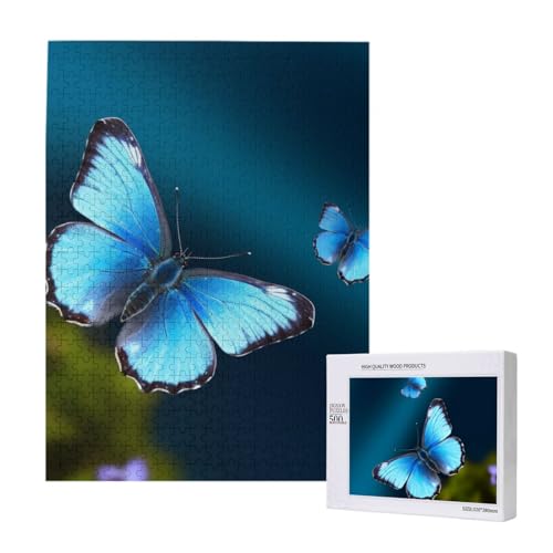 Schönes blaues Schmetterling gedrucktes Puzzle mit Aufbewahrungsbox, Holzpuzzle für Erwachsene und Kinder, 500 Teile Familienspaß, dekoratives Spiel Schönes blaues Schmetterling gedrucktes Puzzle mit Aufbewahrungsbox, Holzpuzzle für Erwachsene und Kinder, 500 Teile Familienspaß, dekoratives Spiel von WPUTY