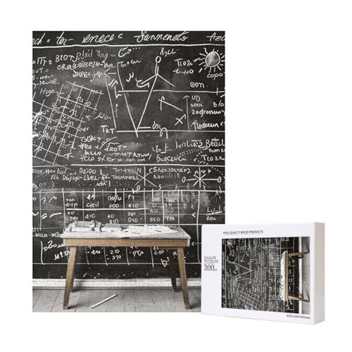 School Mathe Printed Jigsaw Puzzle with Storage Box, Wooden Puzzle for Adults and Kids, 300 Pieces Family Fun Decorative Game von WPUTY