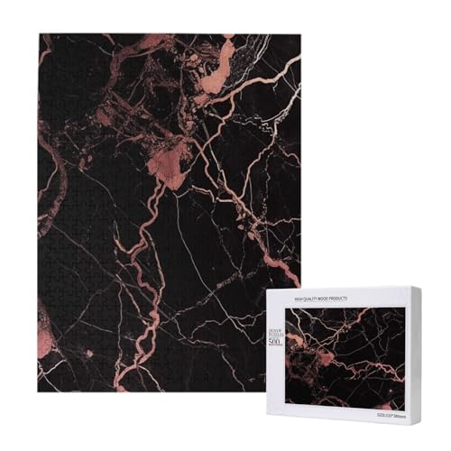 Schwarzes, rotgoldenes Marmor-Puzzle mit Aufbewahrungsbox, Holzpuzzle für Erwachsene und Kinder, 500 Teile, Familienspaß, dekoratives Spiel Schwarzes, rotgoldenes Marmor-Puzzle mit Aufbewahrungsbox, Holzpuzzle für Erwachsene und Kinder, 500 Teile, Familienspaß, dekoratives Spiel von WPUTY