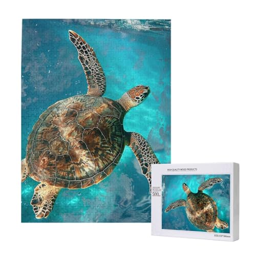 Schwimmende Schildkröte Meer Gedruckt Puzzle mit Aufbewahrungsbox, Holzpuzzle für Erwachsene und Kinder, 500 Teile Familie Spaß Dekoratives Spiel Schwimmende Schildkröte Meer Gedruckt Puzzle mit Aufbewahrungsbox, Holzpuzzle für Erwachsene und Kinder, 500 Teile Familie Spaß Dekoratives Spiel von WPUTY