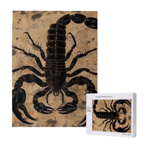 Skorpion gedruckt Puzzle mit Aufbewahrungsbox, Holzpuzzle für Erwachsene und Kinder, 500 Teile Familienspaß, dekoratives Spiel Skorpion gedruckt Puzzle mit Aufbewahrungsbox, Holzpuzzle für Erwachsene und Kinder, 500 Teile Familienspaß, dekoratives Spiel von WPUTY