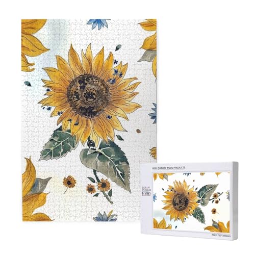 Sonnenblumen-gedrucktes Puzzle mit Aufbewahrungsbox, Holzpuzzle für Erwachsene und Kinder, 1000 Teile Familienspaß, dekoratives Spiel Sonnenblumen-gedrucktes Puzzle mit Aufbewahrungsbox, Holzpuzzle für Erwachsene und Kinder, 1000 Teile Familienspaß, dekoratives Spiel von WPUTY