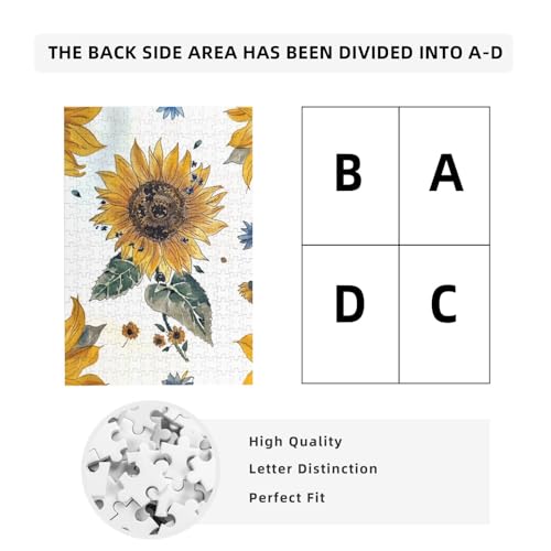 Sonnenblumen-gedrucktes Puzzle mit Aufbewahrungsbox, Holzpuzzle für Erwachsene und Kinder, 300 Teile Familienspaß, dekoratives Spiel Sonnenblumen-gedrucktes Puzzle mit Aufbewahrungsbox, Holzpuzzle für Erwachsene und Kinder, 300 Teile Familienspaß, dekoratives Spiel von WPUTY