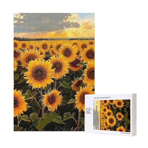 Sonnenblumen-gedrucktes Puzzle mit Aufbewahrungsbox, Holzpuzzle für Erwachsene und Kinder, 300 Teile Familienspaß, dekoratives Spiel Sonnenblumen-gedrucktes Puzzle mit Aufbewahrungsbox, Holzpuzzle für Erwachsene und Kinder, 300 Teile Familienspaß, dekoratives Spiel von WPUTY